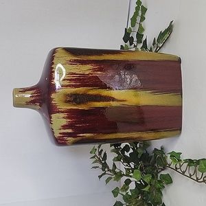 Ceramic Pottery  Brown Drip Bottle Vase